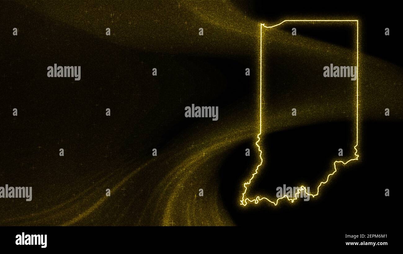 Map of Indiana, Gold glitter map on dark background Stock Photo Alamy
