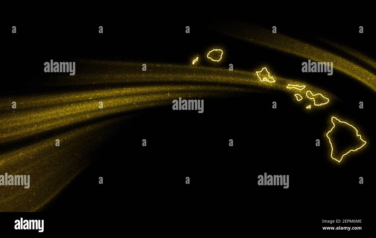 Map of Hawaii, Gold glitter map on dark background Stock Photo Alamy