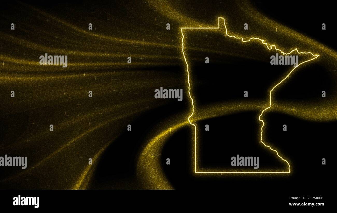 Map of Minnesota, Gold glitter map on dark background Stock Photo Alamy