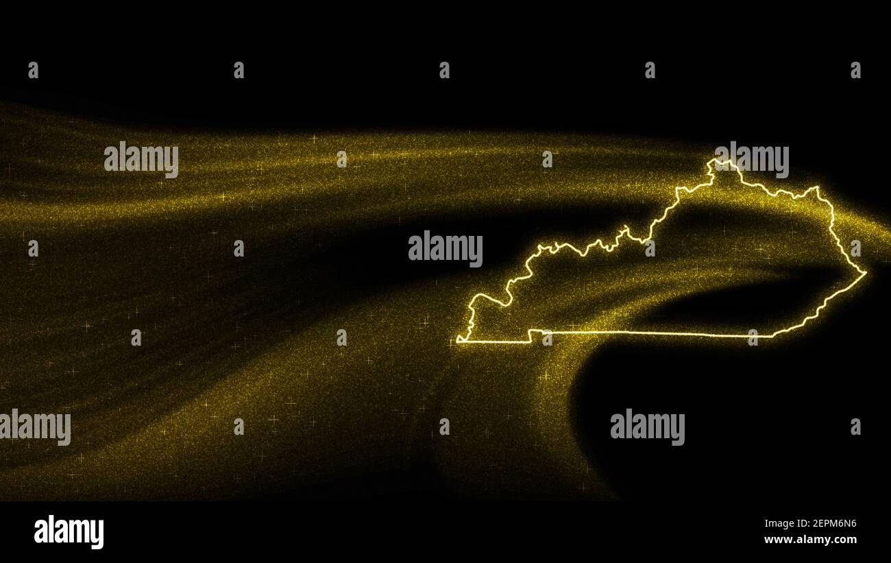 Map of Kentucky, Gold glitter map on dark background Stock Photo Alamy