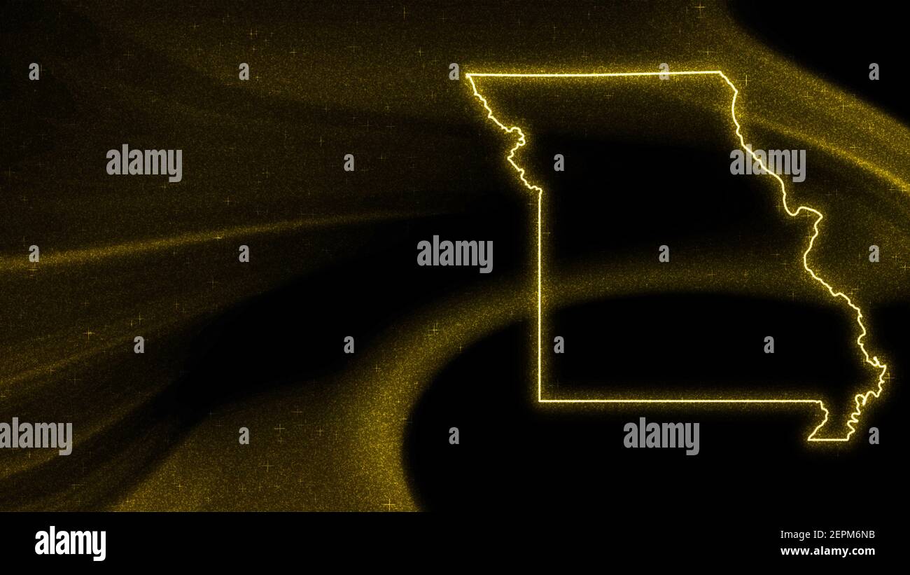 Map of Missouri, Gold glitter map on dark background Stock Photo Alamy