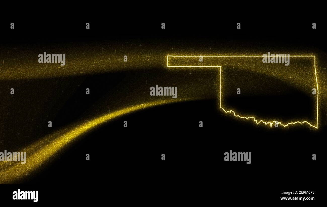 Map of Oklahoma, Gold glitter map on dark background Stock Photo Alamy