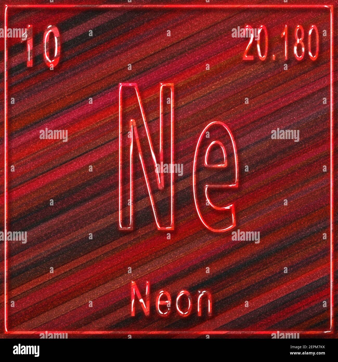 Neon chemical element, Sign with atomic number and atomic weight, Periodic Table Element Stock Photo
