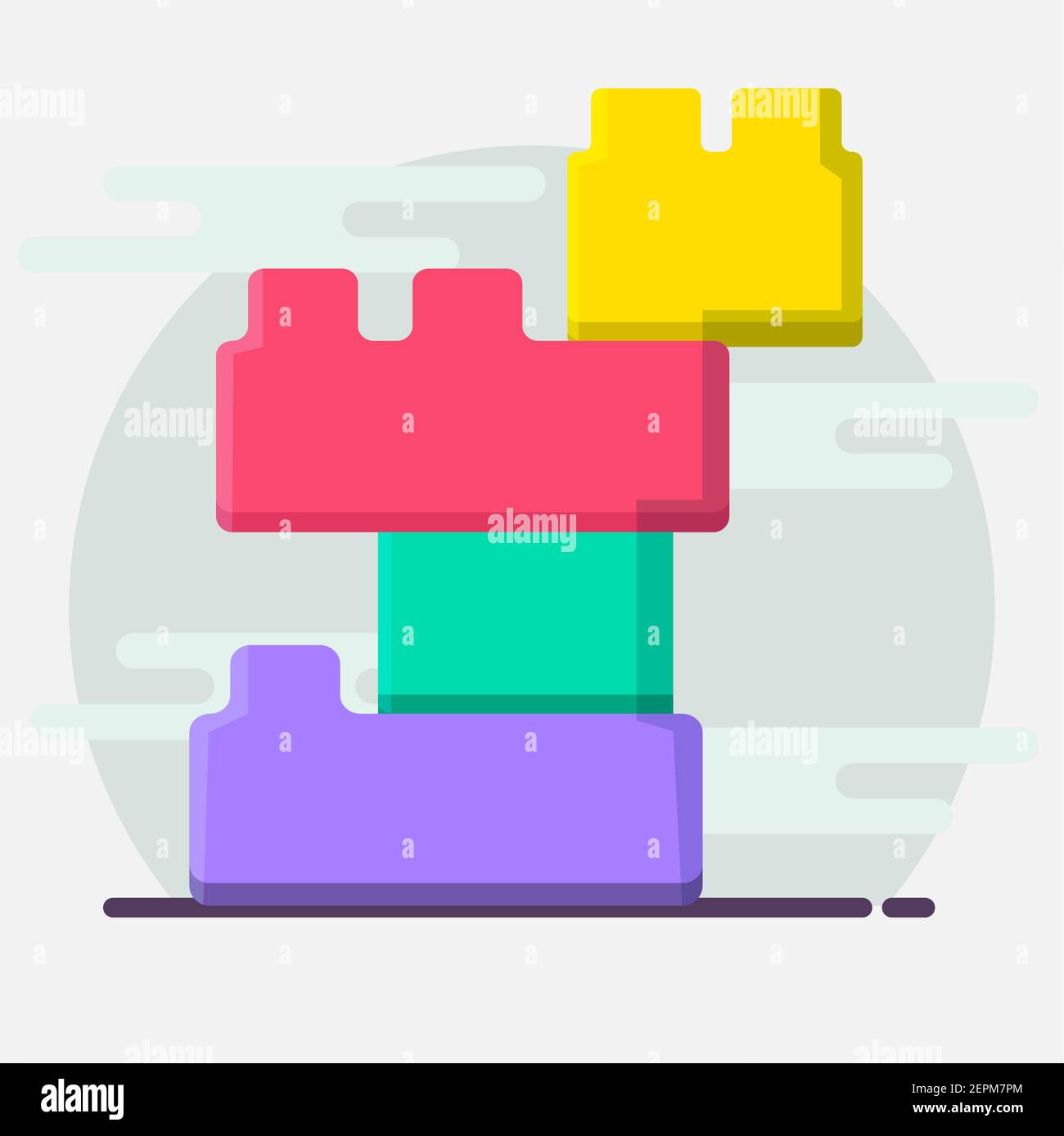 brick toy vector illustration in flat style Stock Vector