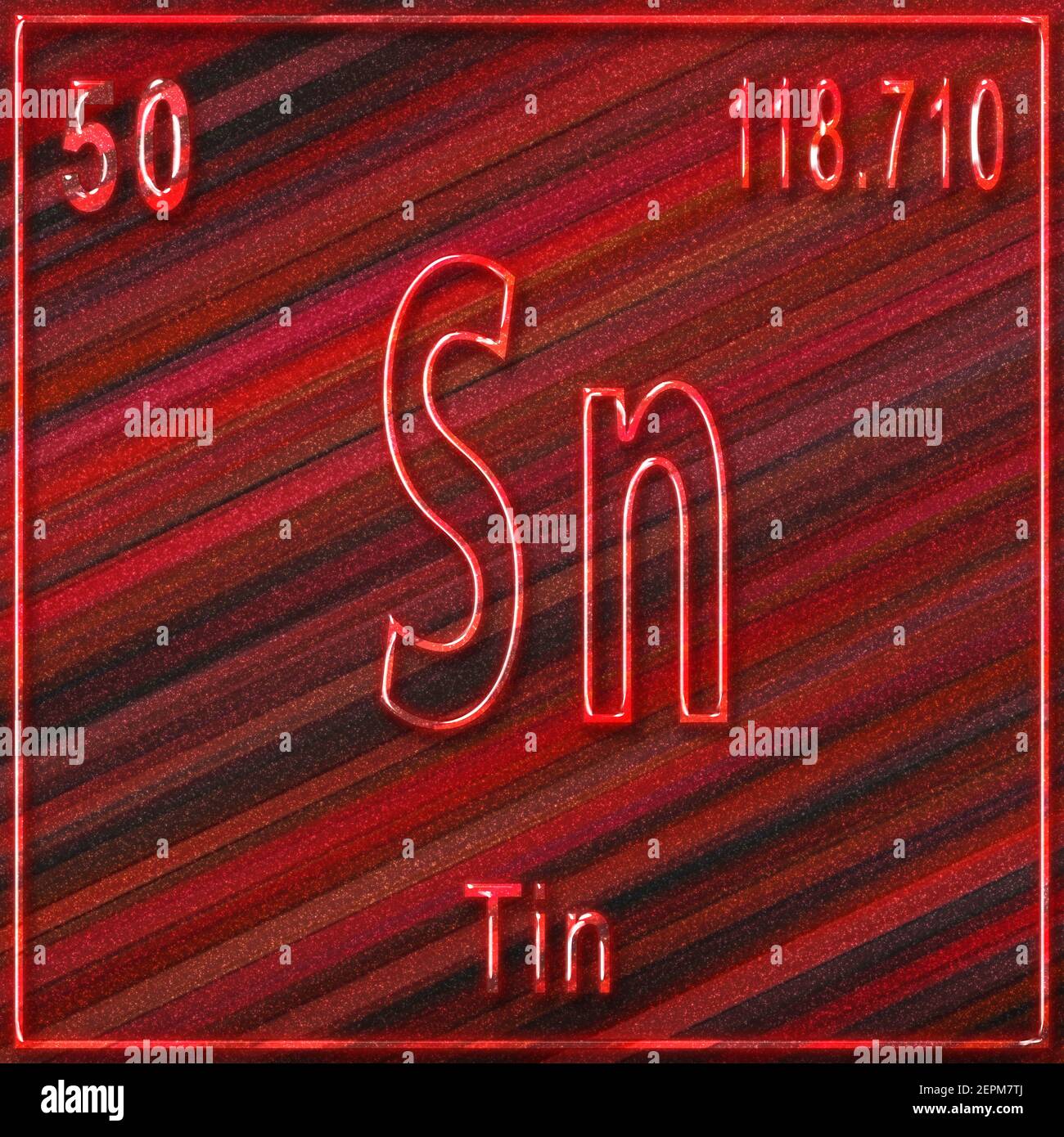 Tin chemical element, Sign with atomic number and atomic weight