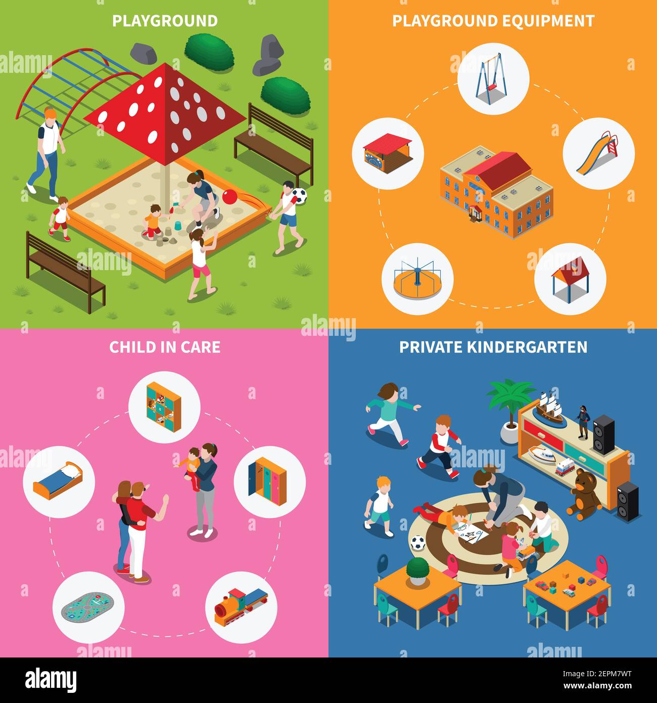 Kids outdoor games, equipment of play ground, child in care, private