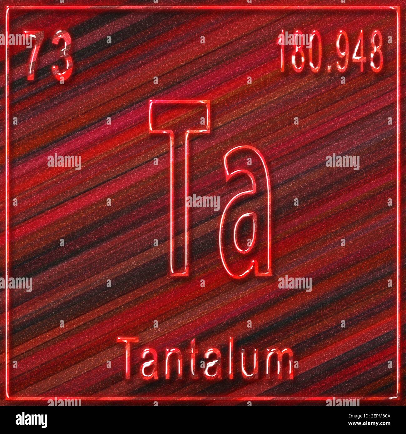 Tantalum chemical element, Sign with atomic number and atomic weight, Periodic Table Element Stock Photo