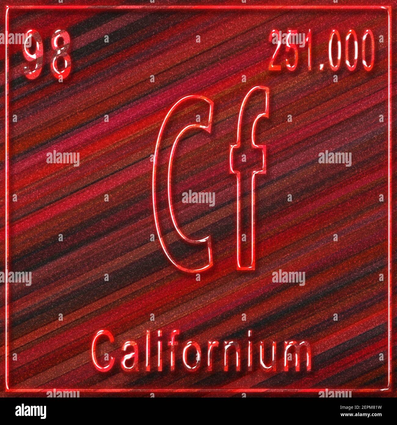 Californium chemical element, Sign with atomic number and atomic weight, Periodic Table Element Stock Photo