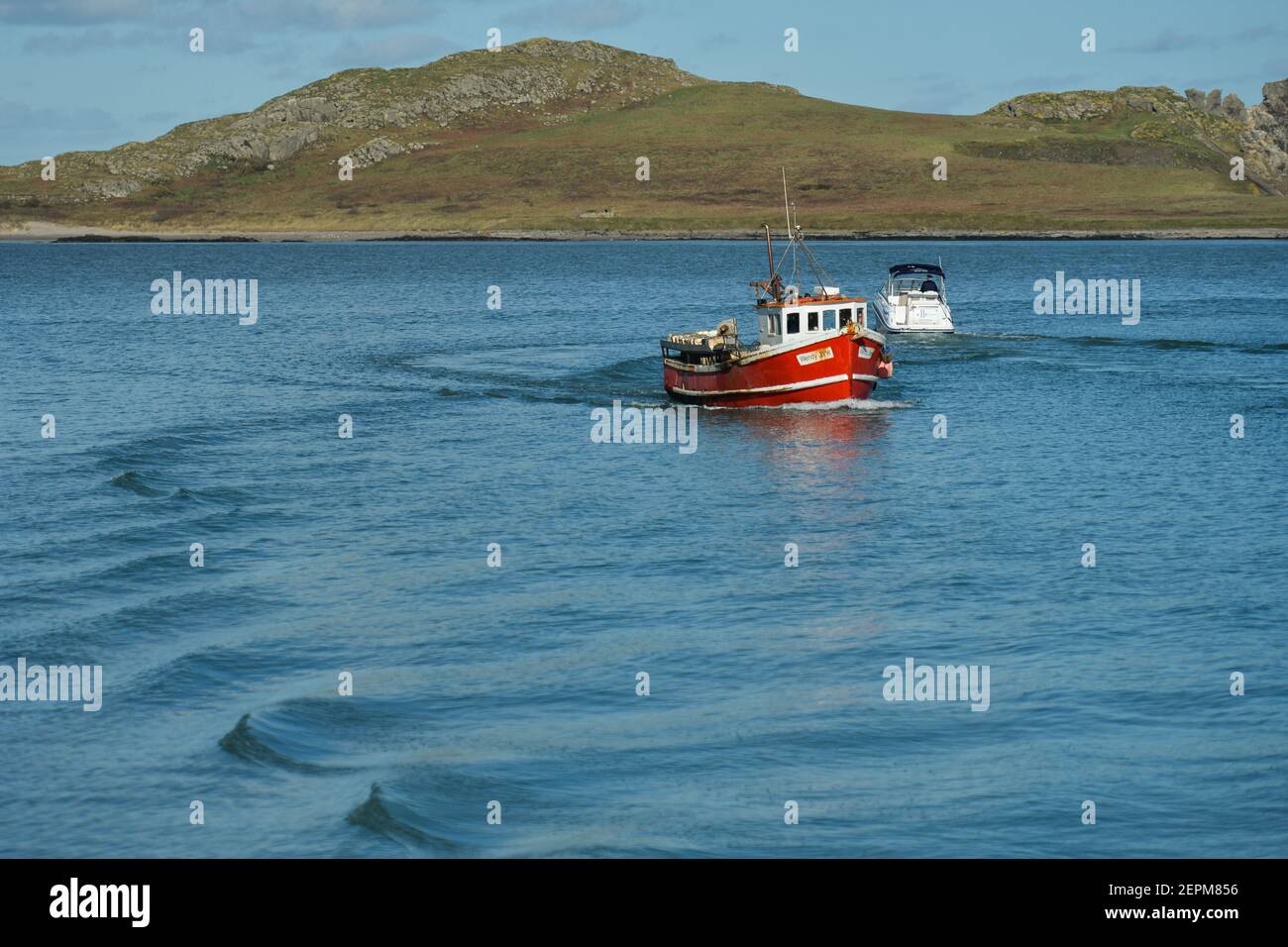 Dublin, Ireland. 26th Feb, 2021. A fishing boat arrive at Howth Harbor. Credit: SOPA Images Limited/Alamy Live News Stock Photo