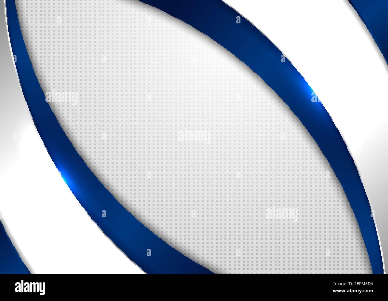 Abstract template blue and gray curve shape on white background with square pattern. Technology concept. Vector illustration Stock Vector