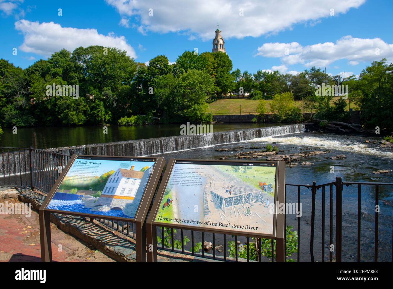 Introduction sign in Old Slater Mill National Historic Landmark on