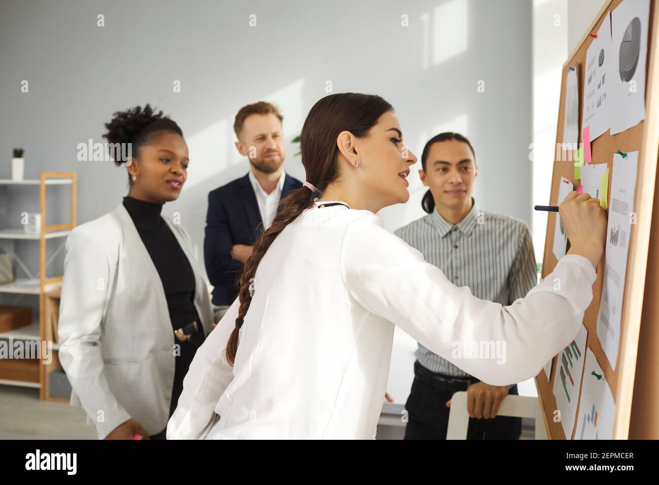 Happy diverse meeting brainstorm hi-res stock photography and images ...