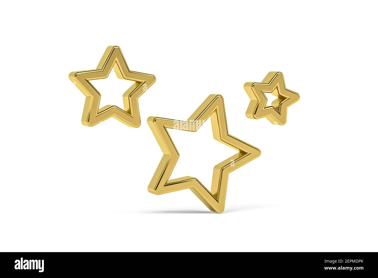 Golden 3d stars icon isolated on white background - 3D render Stock ...