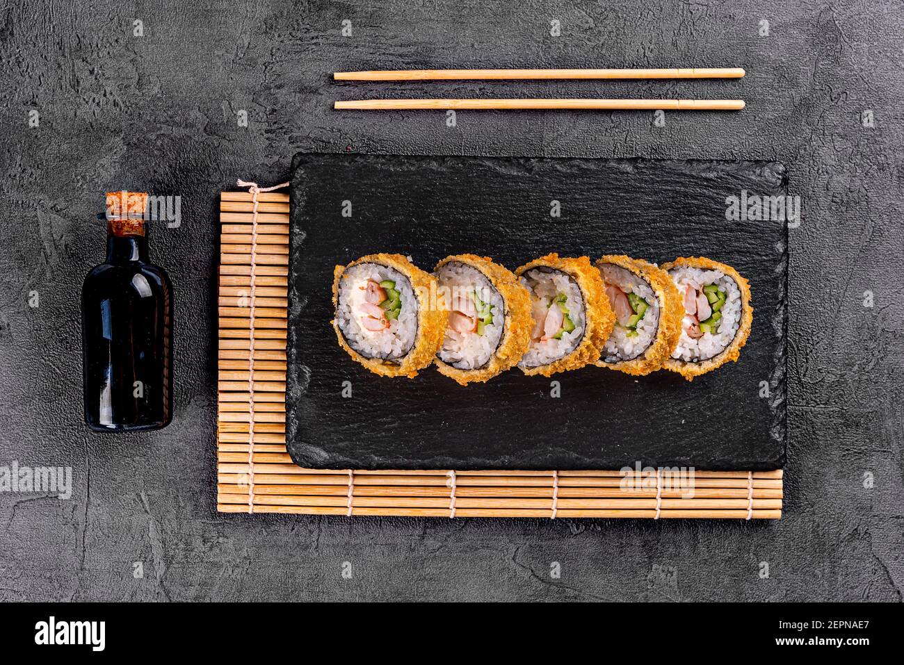 baked sushi rolls with tuna Stock Photo