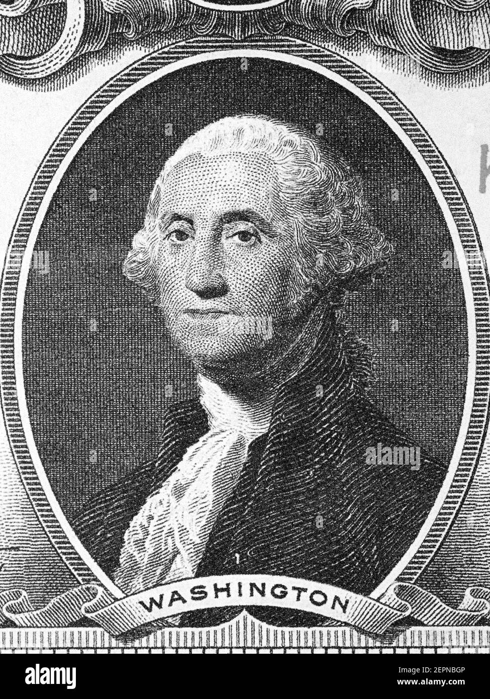 George Washington a portrait from old American money Stock Photo