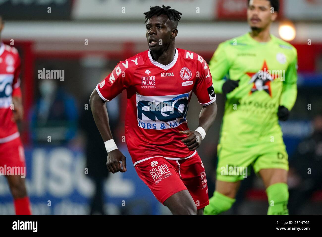 Kortrijk Belgium February 27 Pape Habib Gueye Of Kv Kortrijk During The Jupiler Pro League Match Between Kv Kortrijk And Zulte Waregem At Guldensp Stock Photo Alamy