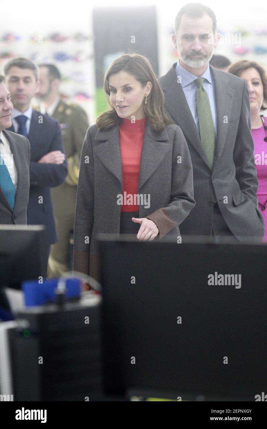 King Felipe VI of Spain and Queen Letizia of Spain during the visit to the facilities of the Spanish sportswear company JOMA Sports. January 19, 2018. (Photo by Acero/Alter Photos/Sipa USA) Stock Photo