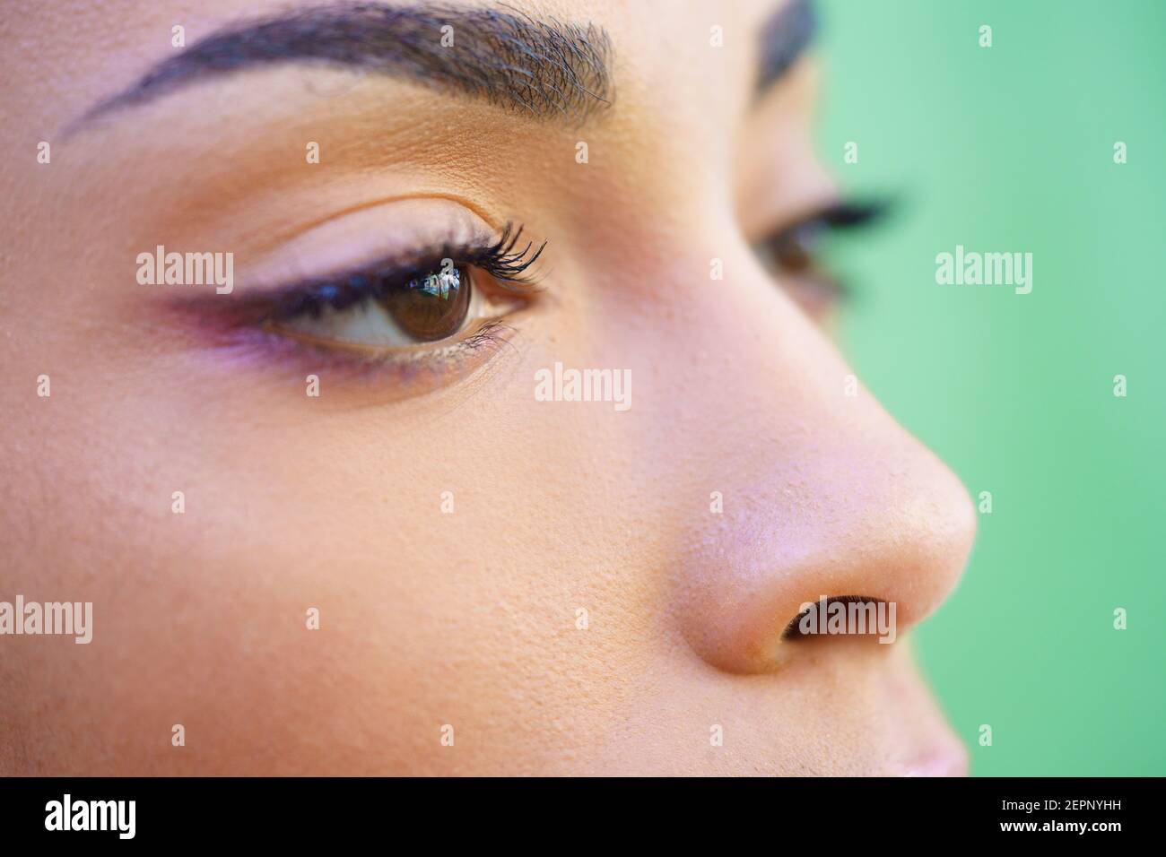 Close-up portrait of beautiful young mixed girl Stock Photo