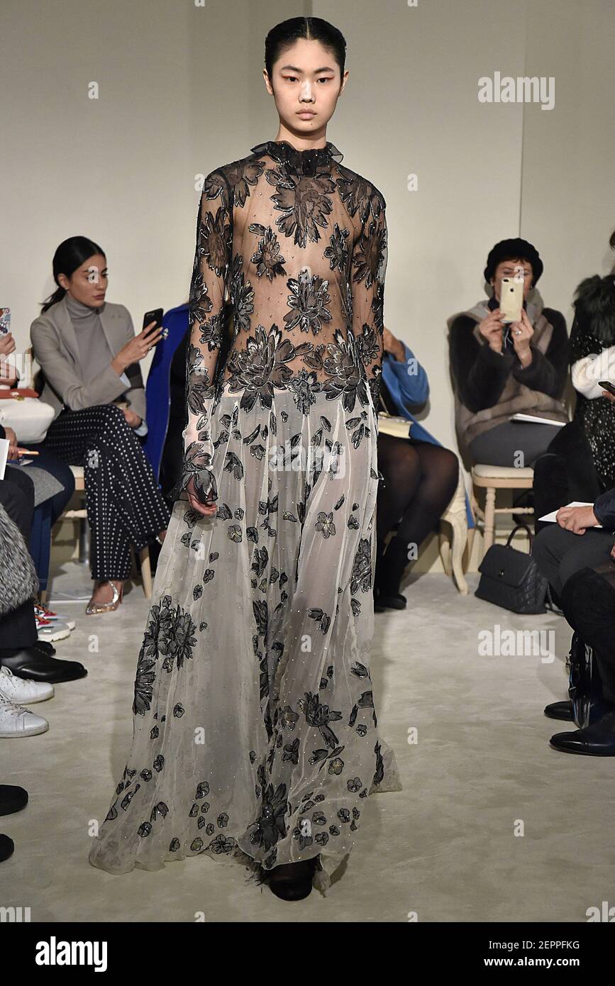 Model Sijia Kang walks on the runway during the Valentino Haute Couture  Paris Fashion Week Spring Summer 2018 held in Paris, France on January 24,  2018. (Photo by Jonas Gustavsson/Sipa USA Stock