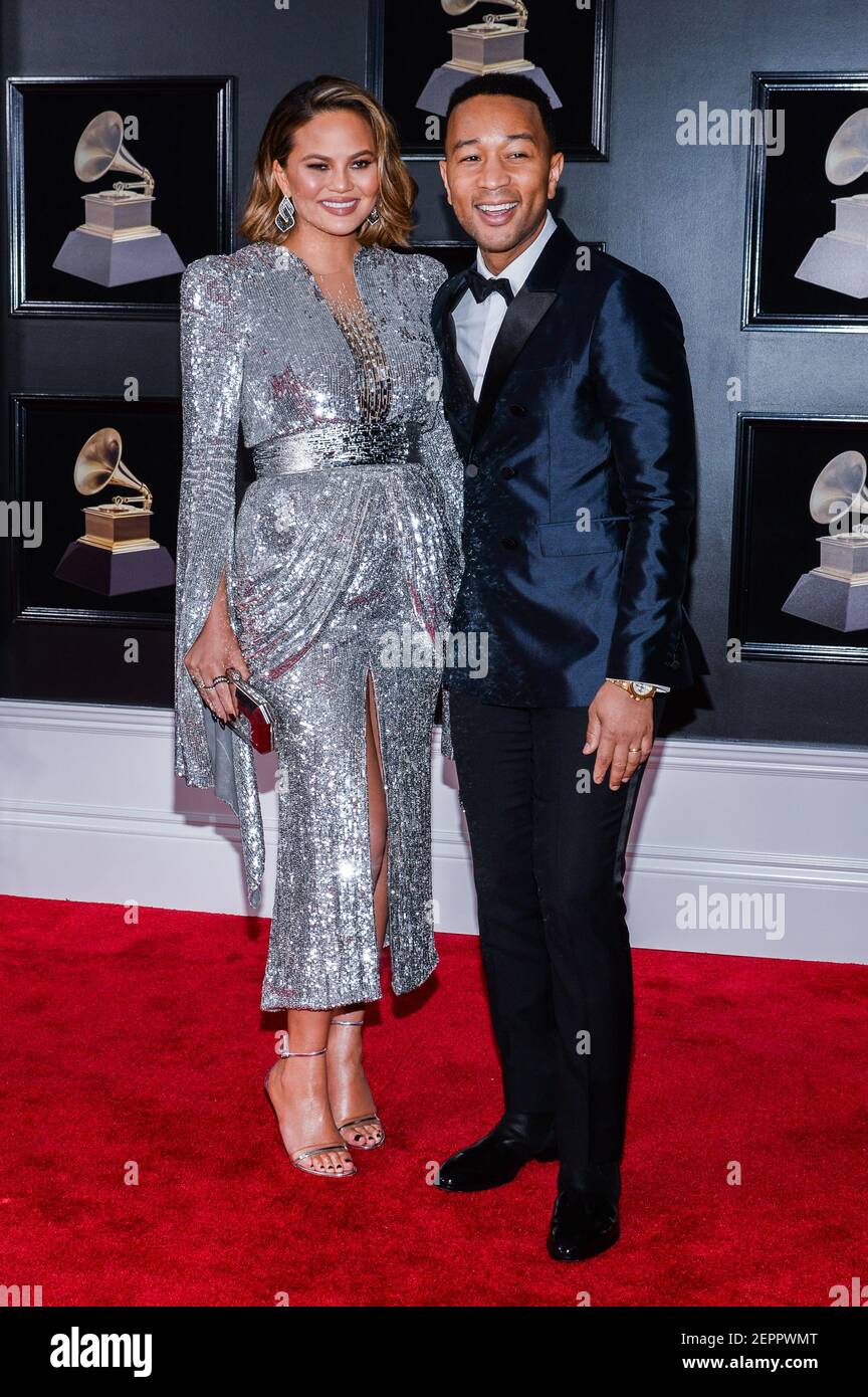 Chrissy Teigen and John Legend arrive at the 60th Annual GRAMMY Awards