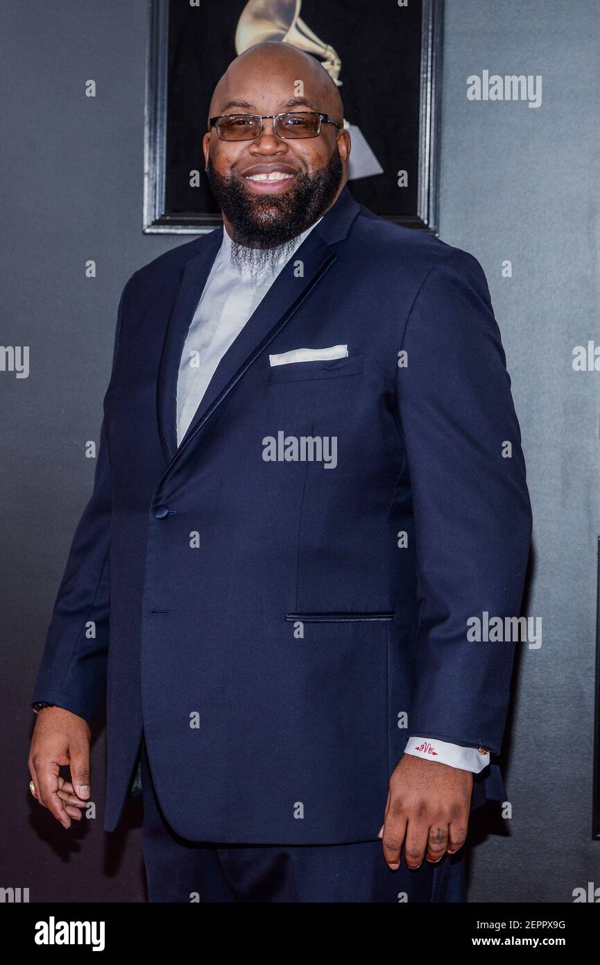 Cortez Vaughn arrives at the 60th Annual GRAMMY Awards red