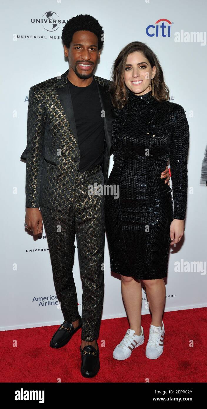 L-R: Musician Jon Batiste and writer Suleika Jaouad attend the Universal Music Group 2018 Grammy After Party at Spring Studios in New York, NY on January 28, 2018. (Photo by Stephen Smith/SIPA USA) Stock Photo