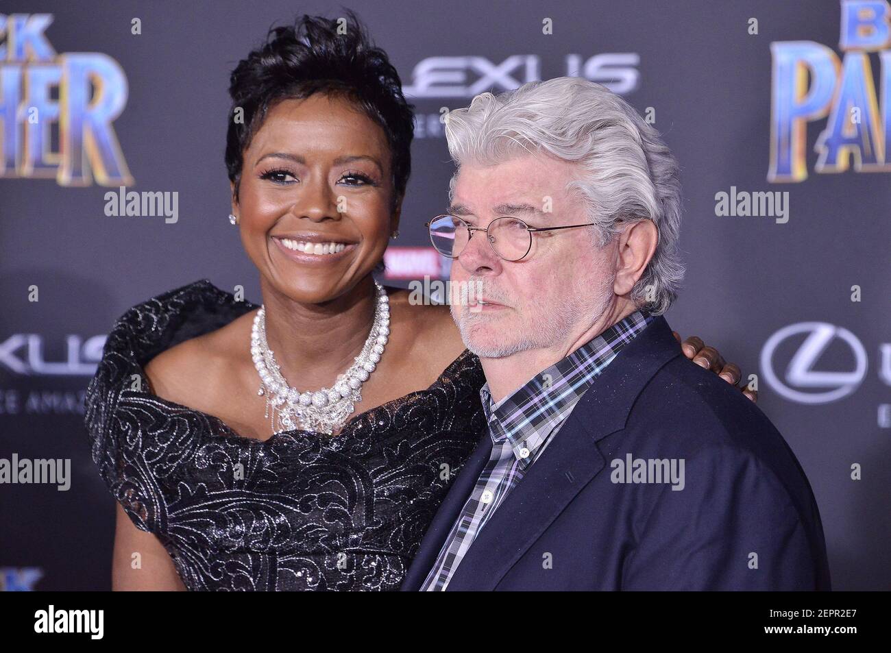 (L-R) Mellody Hobson and George Lucas at the Marvel Studios' "Black