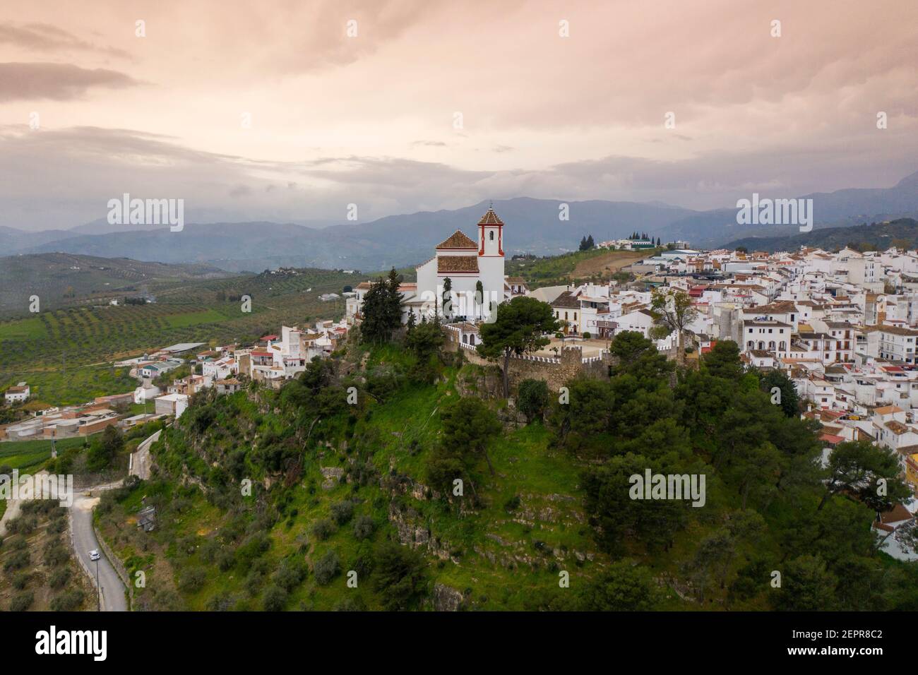 view of the municipality of Alozaina in the region of the Sierra de las Nieves National Park, Andalusia Stock Photo