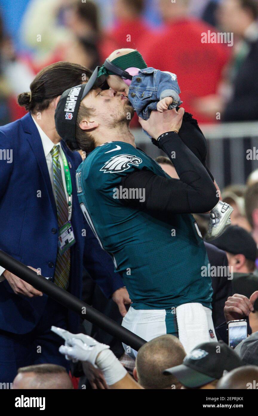 Philadelphia Eagles quarterback Nick Foles (#9) and his daughter Lily ...
