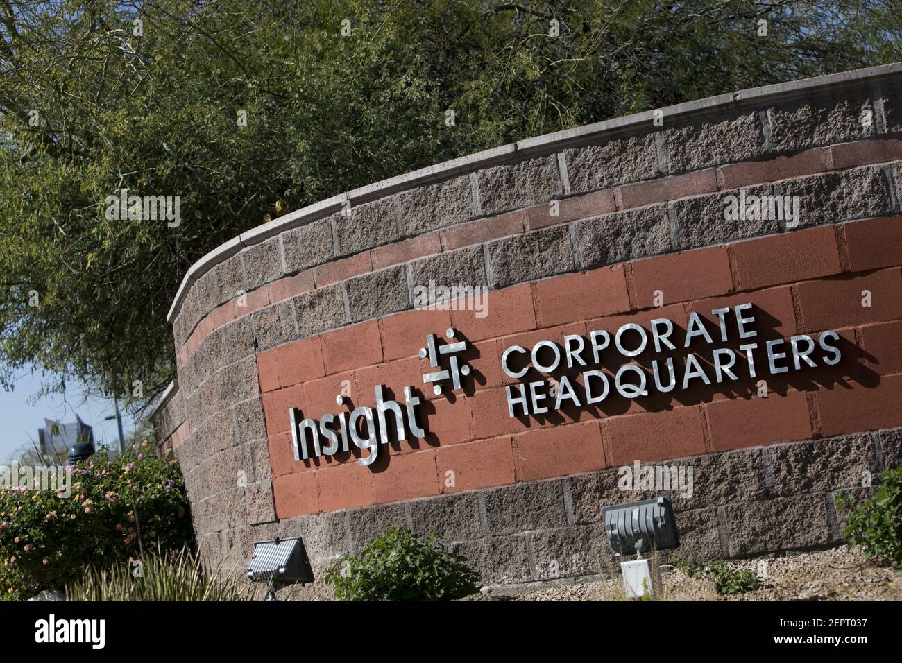 A logo sign outside of the headquarters of Insight Enterprises in Tempe ...