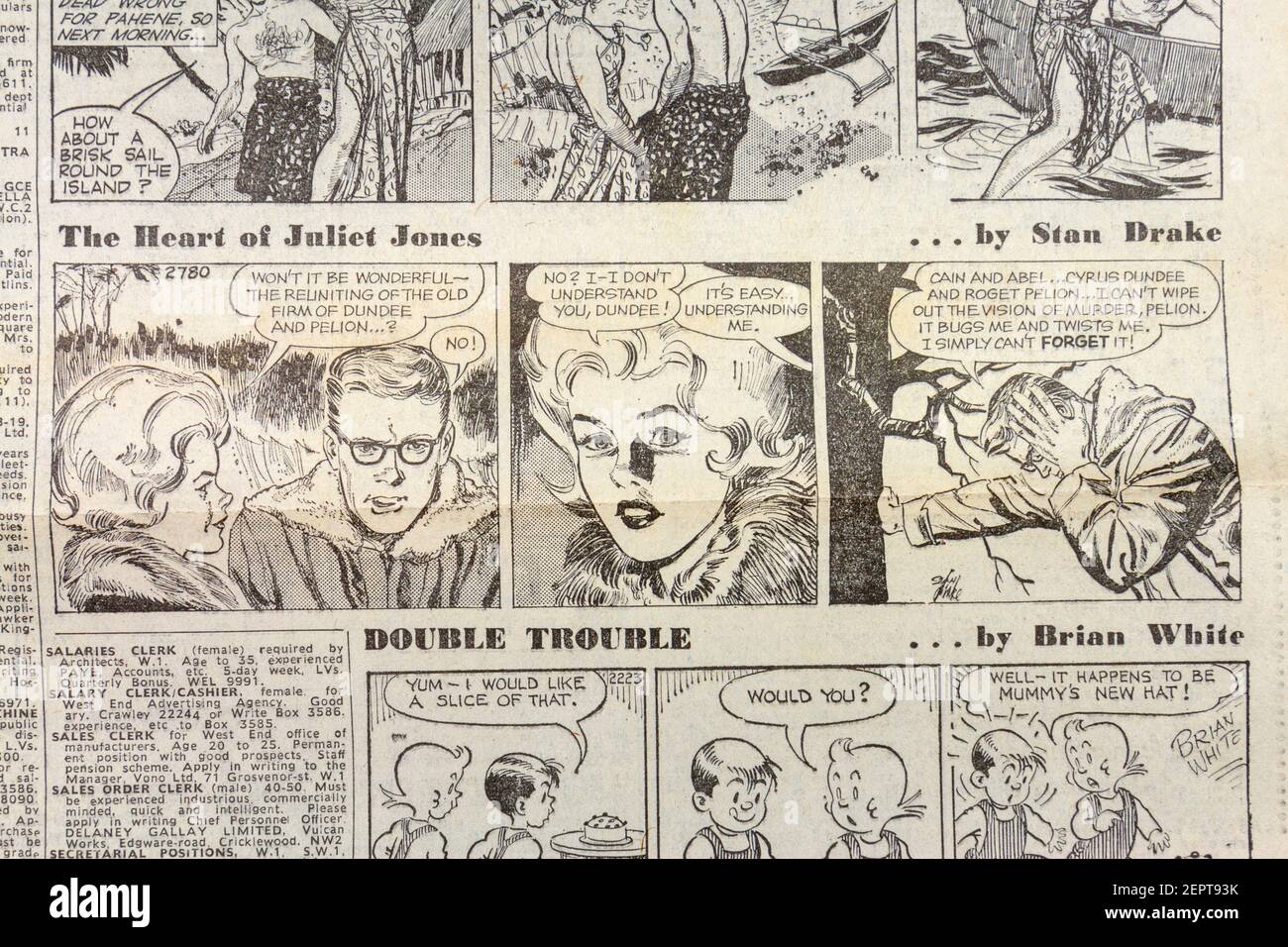 The Heart of Juliet Jones comic strip for in the Evening News newspaper (Thursday 10th May 1962), London, UK. Stock Photo