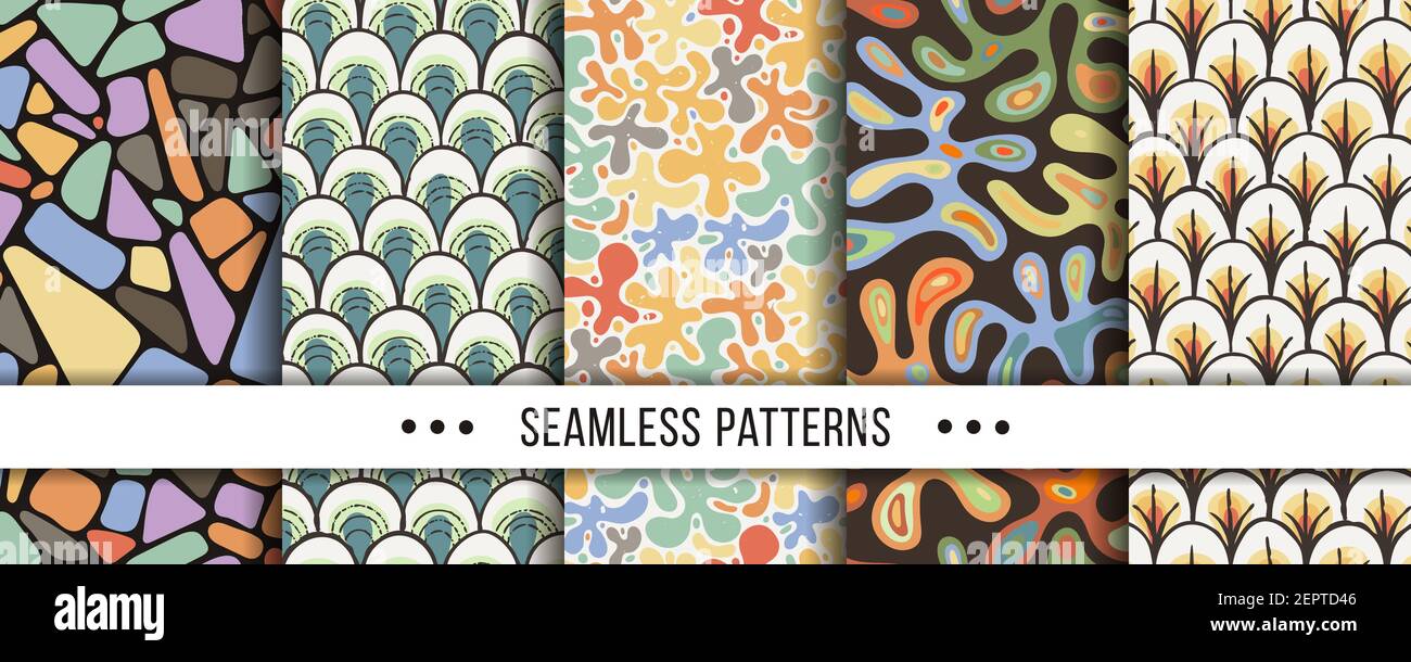 Set of Abstract Seamless Pattern. Collection of elegant patterns for ...