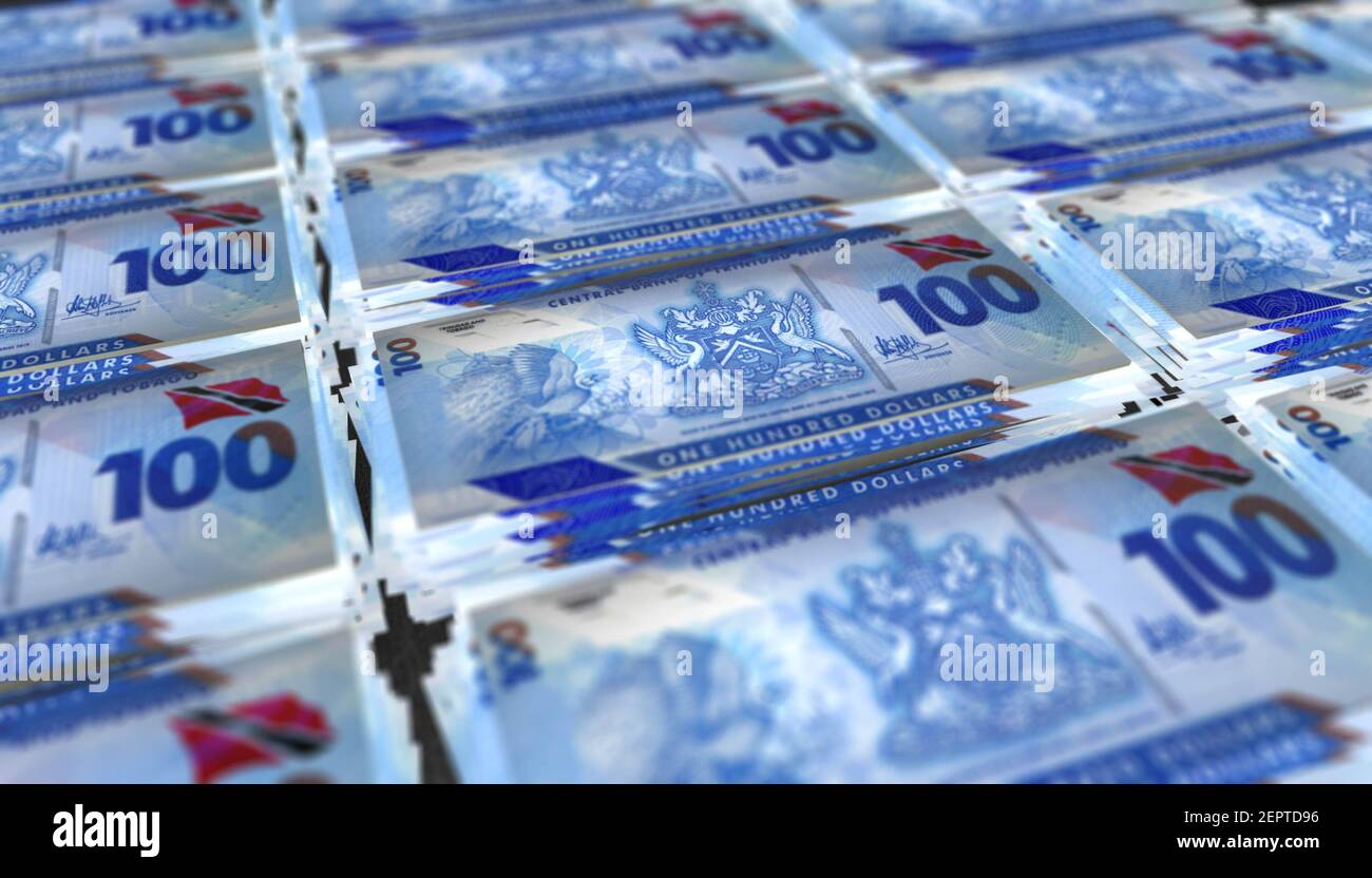 3D Illustration Of Trinidad And Tobago 100 Dollars Bills Stacks 3d-illustration-of-trinidad-and-tobago-100-dollars-bills-stacks