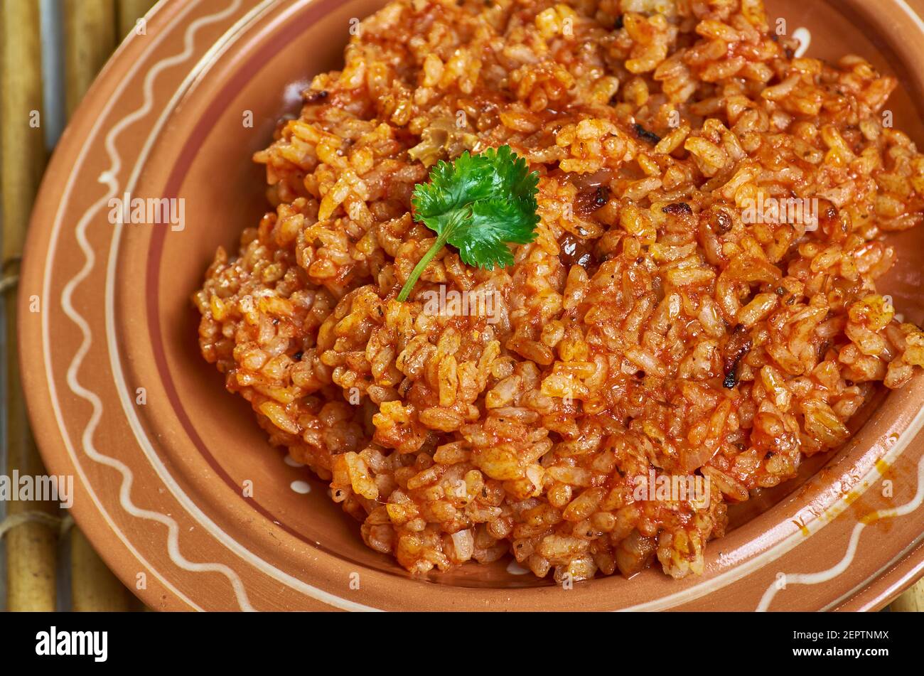 Eneksa agaga - Saipan red rice is a common Guamanian dish Stock Photo