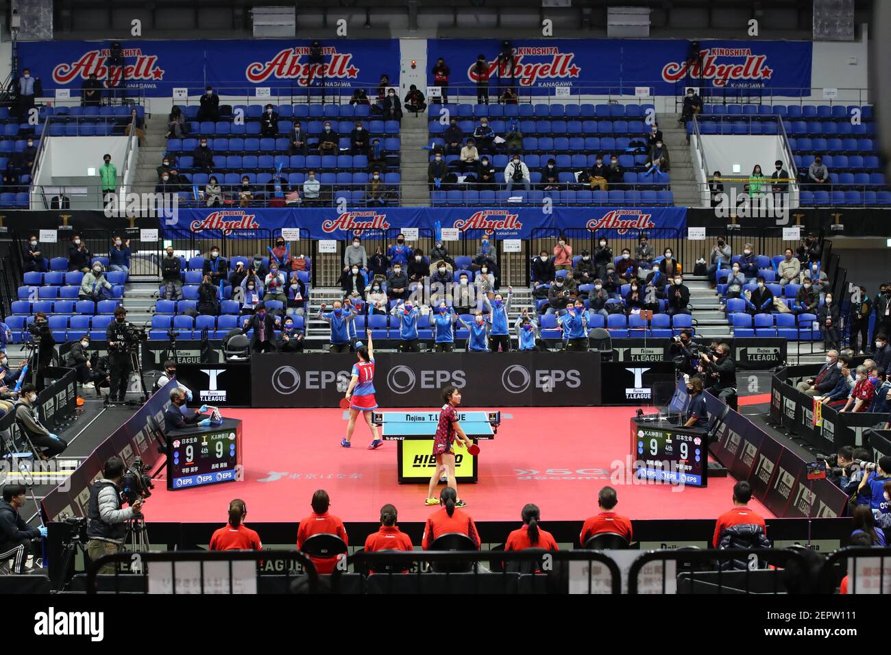 Tokyo Japan 27th Feb 21 Miyu Nagasaki Abyell Miu Hirano Red Elf Table Tennis 21 T League Play Off Final Women S Match Between Kinoshita Abyell Kanagawa Nippon Life Red Elf At