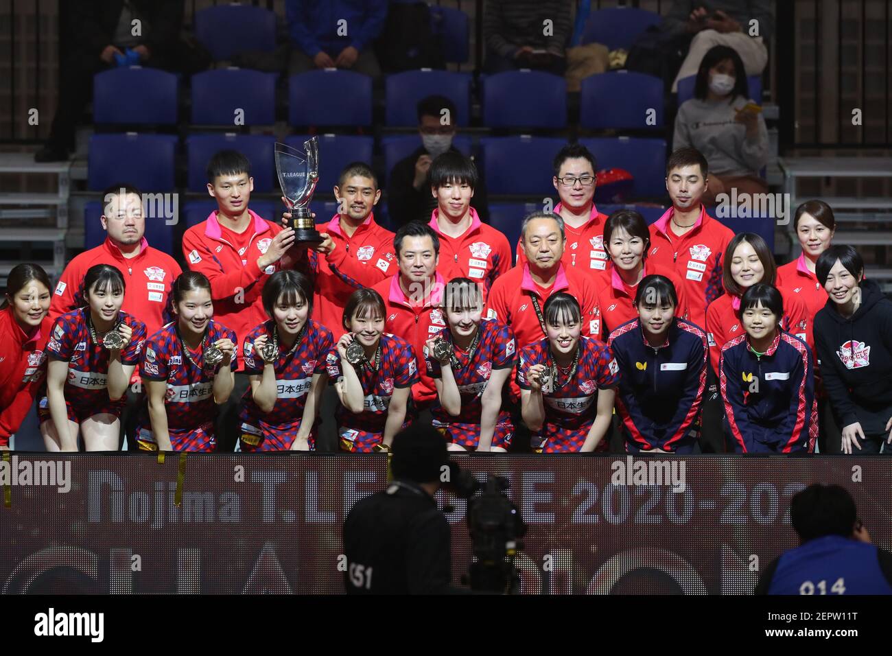 Tokyo Japan 27th Feb 21 Nippon Life Red Elf Team Group Table Tennis 21 T League Play Off Final Women S Award Ceremony At Arena Tachikawa Tachihi In Tokyo Japan Credit Yohei