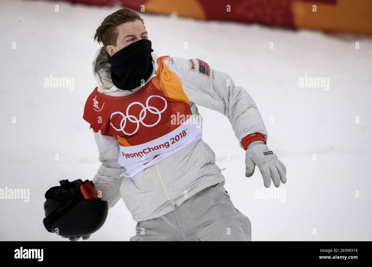 Shaun White of the USA during the Men's Half Pipe Snowboard finals at Phoenix Park in South Korea on Wednesday, Feb. 14, 2018, 2018, during the Pyeongchang Winter Olympics. (Photo by Carlos Gonzalez/Minneapolis Star Tribune/TNS/Sipa USA) Stock Photo