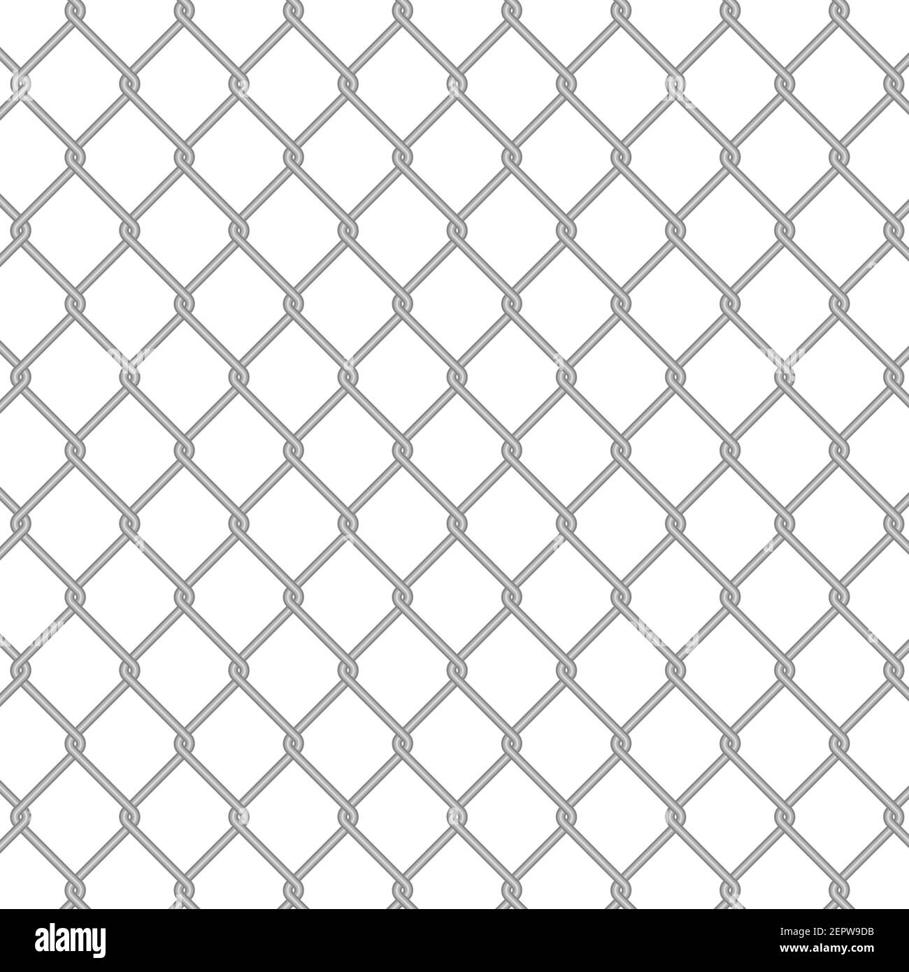 Chain link fence wire mesh steel metal. Fence section. 3D vector illustration isolated on white. Stock Vector