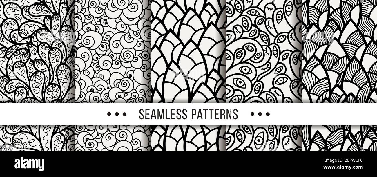 Set of Abstract Seamless Pattern. Collection of elegant patterns for ...