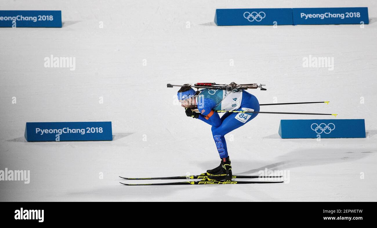 Leif Nordgren finished in 66th place in the Men's 20km Individual at Alpensia Biathlon Centre on Thursday, February 15, 2018, at the Winter Olympics in Pyeongchang, South Korea. (Photo by Carlos Gonzalez/Minneapolis Star Tribune/TNS/Sipa USA) Stock Photo