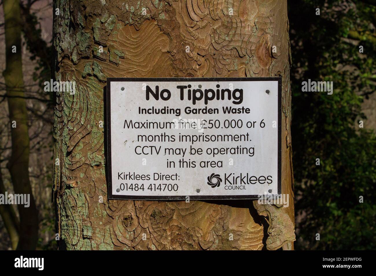 Kirklees, Yorkshire, UK, 28 February 2021. Fly tipping and littering in