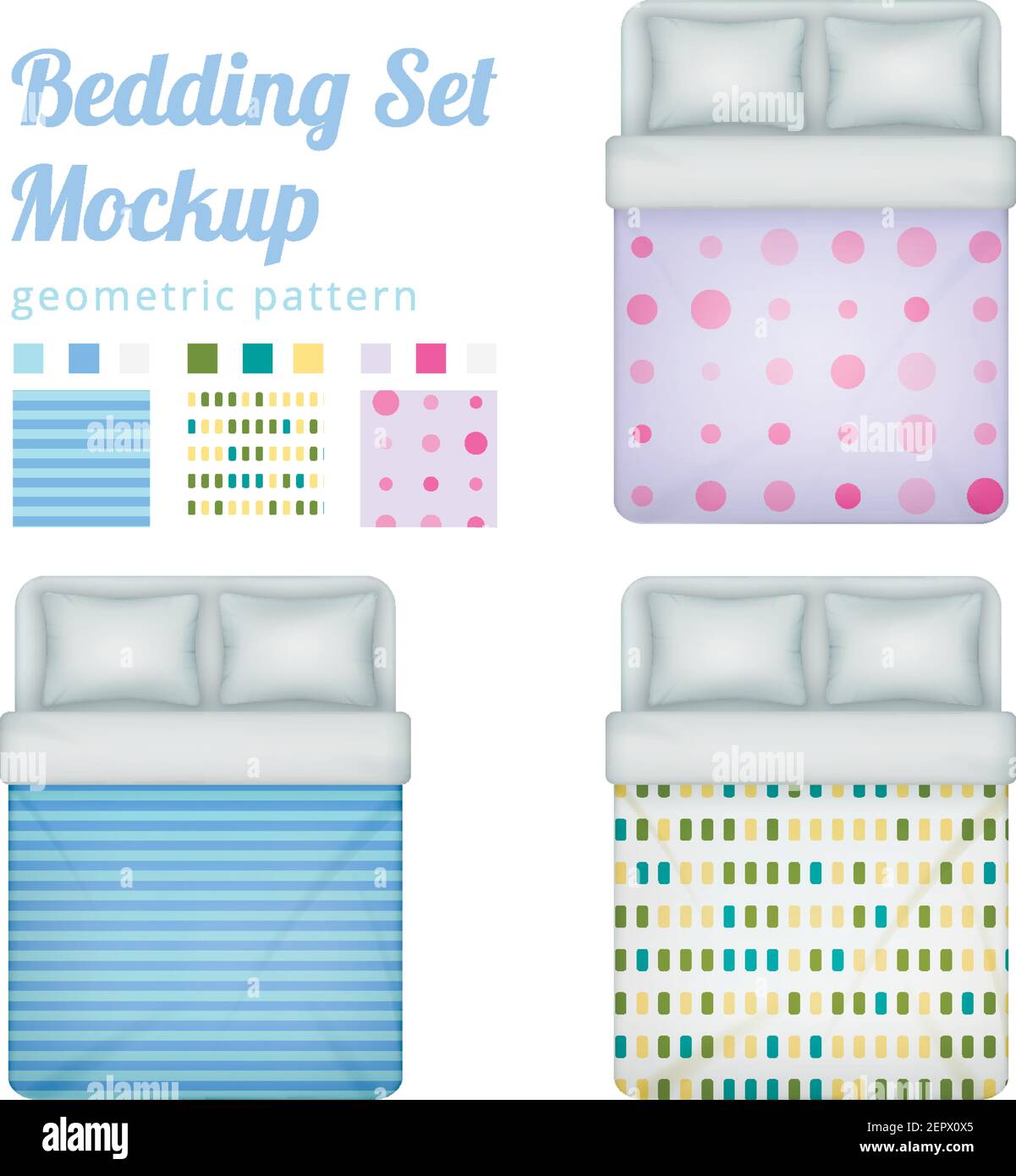 Double bed bedding set of realistic queen beds and patterns for