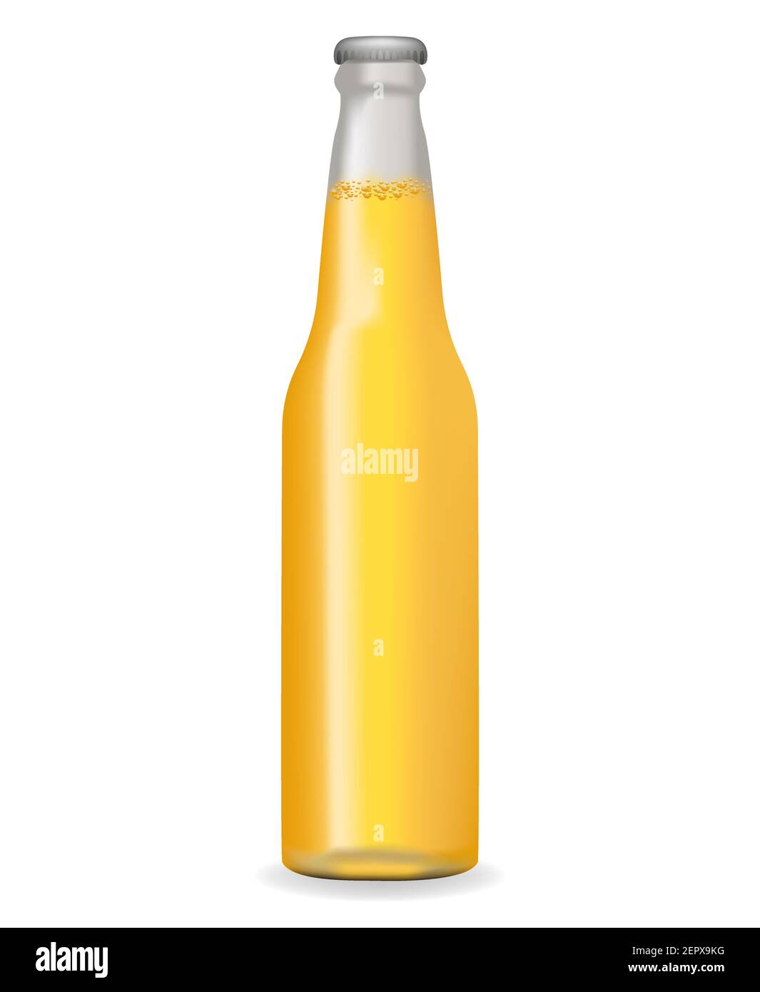 Realistic beer bottle with bubble. Isolated on white background. Vector illustration. Stock Vector