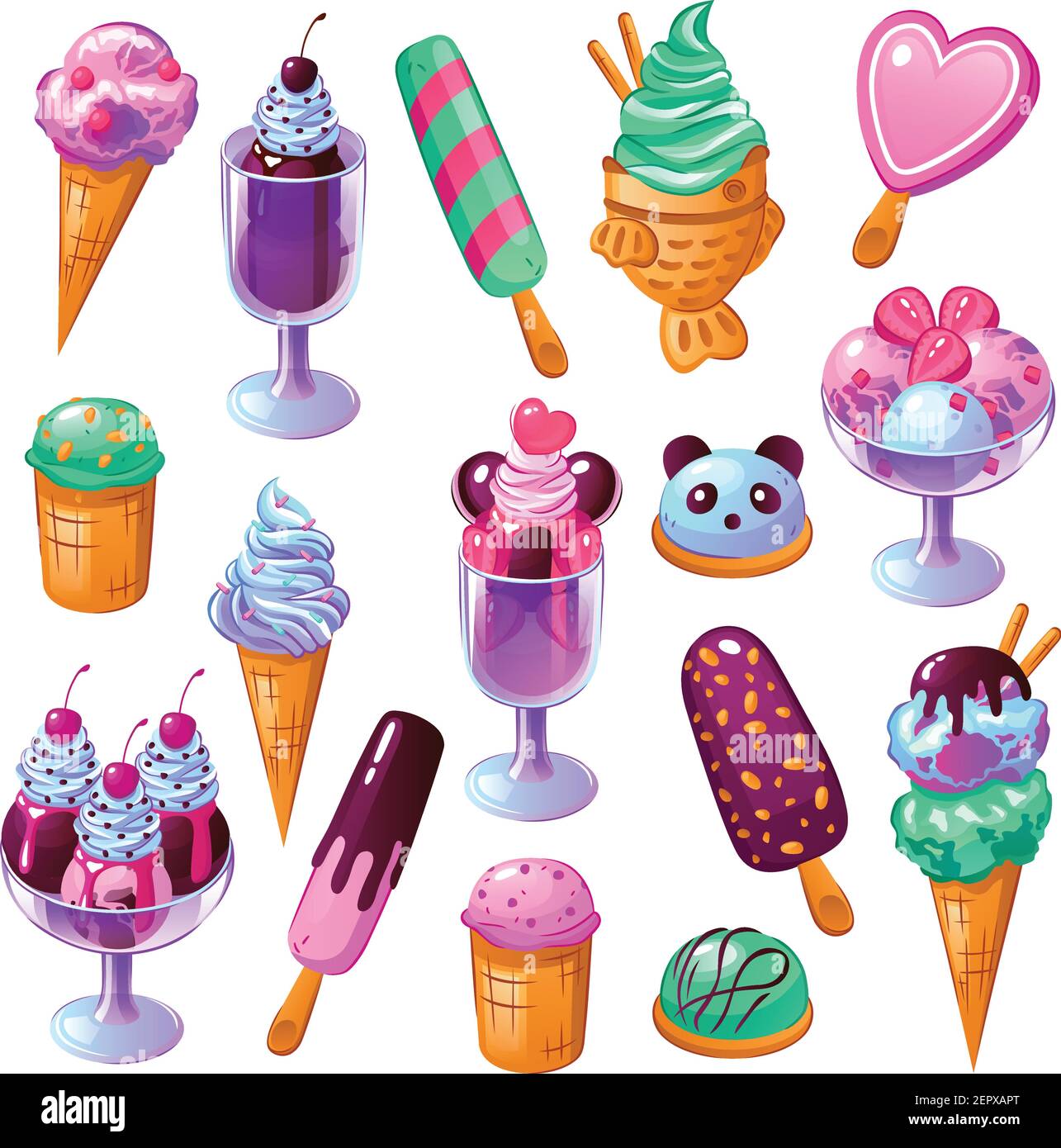 Ice cream design icons set flat isolated vector illustration Stock ...