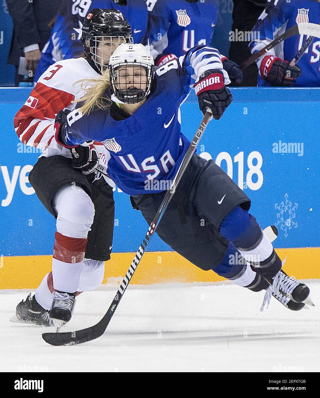 The United States meets Canada in the Gold Medal game on Thursday, Feb. 22, 2018, at South Korea's Gangneung Hockey Centre during the Pyeongchang Winter Olympics. (Photo by Carlos Gonzalez/Minneapolis Star Tribune/TNS/Sipa USA) Stock Photo