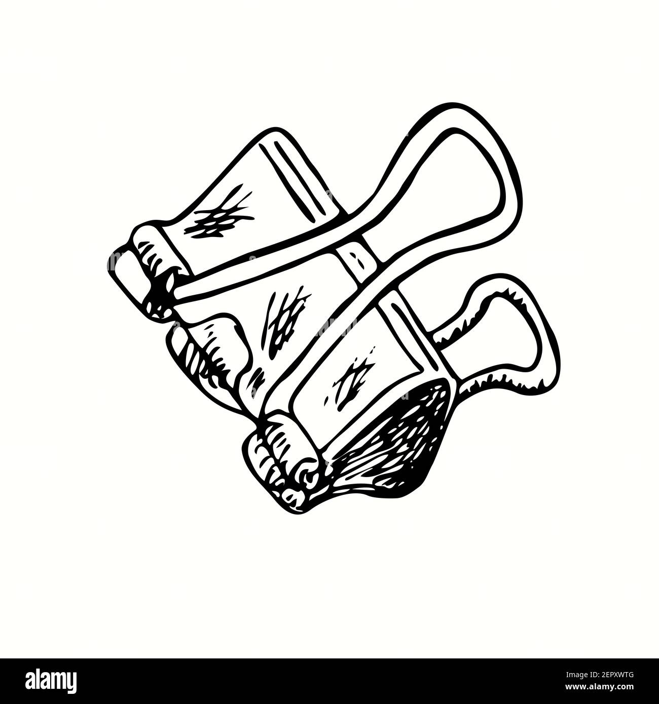 Hand drawn binder clip. Ink black and white drawing Stock Photo Alamy