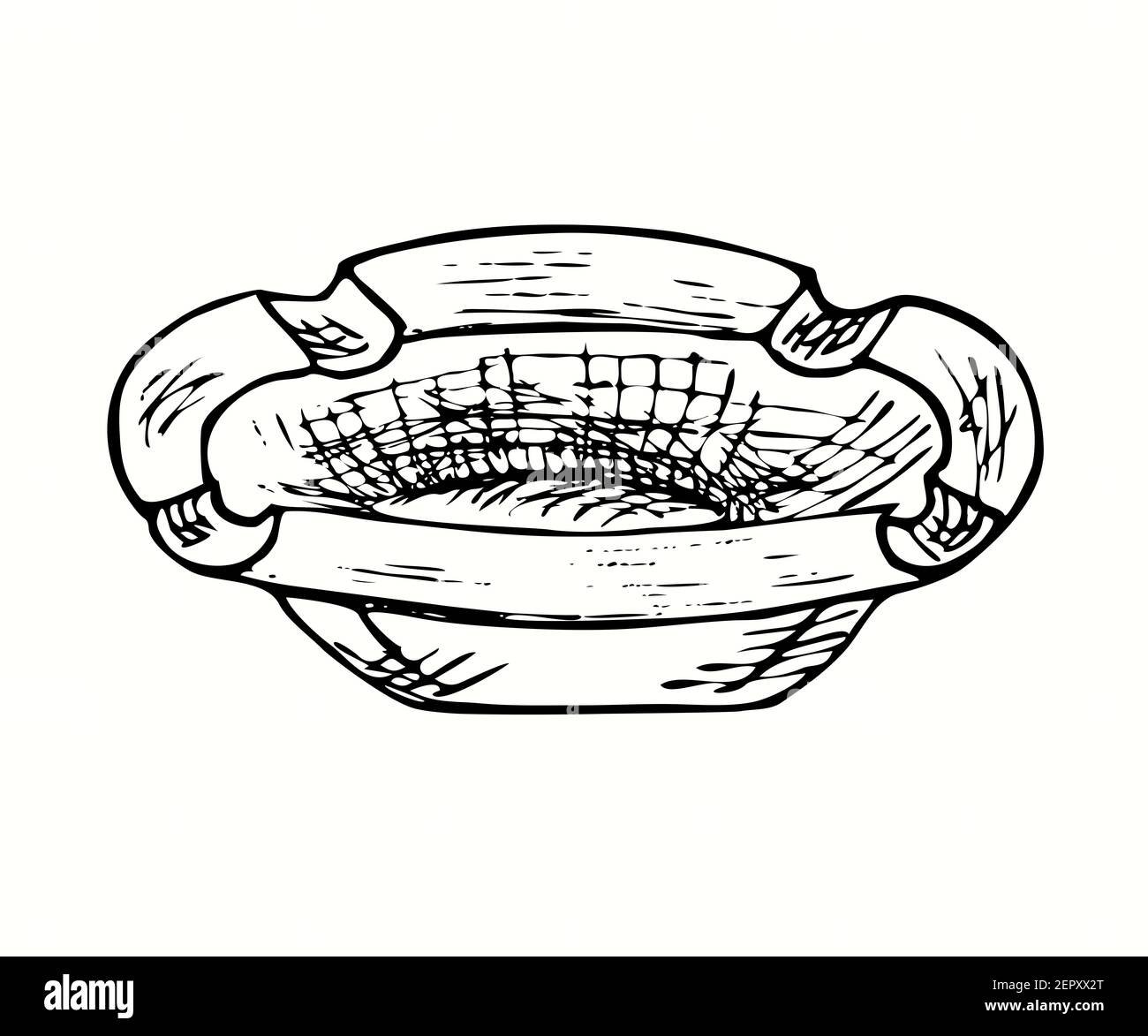 Hand drawn ashtray. Ink black and white drawing Stock Photo Alamy