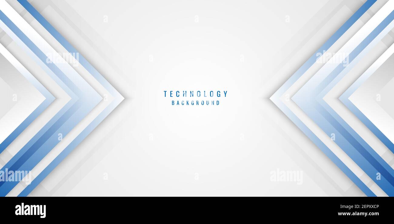 Abstract geometric blue, white and gray arrow shine layer elements design background. Technology concept. Vector illustration Stock Vector