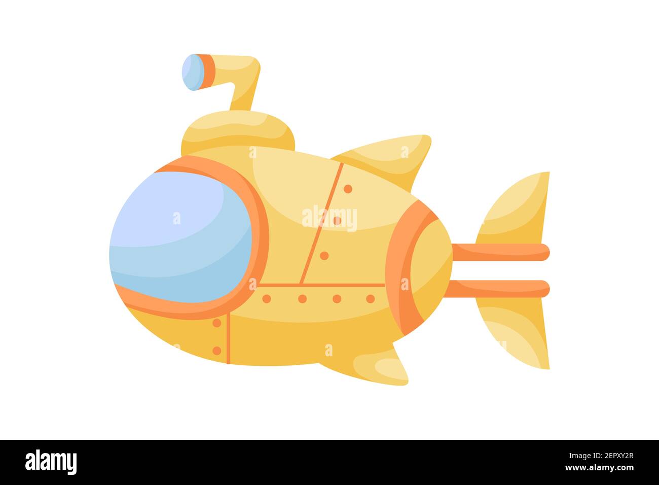 Cute yellow submarine with periscope on white background. Cartoon transport  for kids cards, baby shower, birthday invitation, house interior. Bright c  Stock Vector Image \u0026 Art - Alamy, image size:1300x956