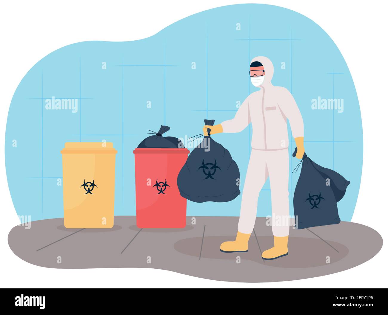 Throw out medical waste 2D vector web banner, poster Stock Vector Image
